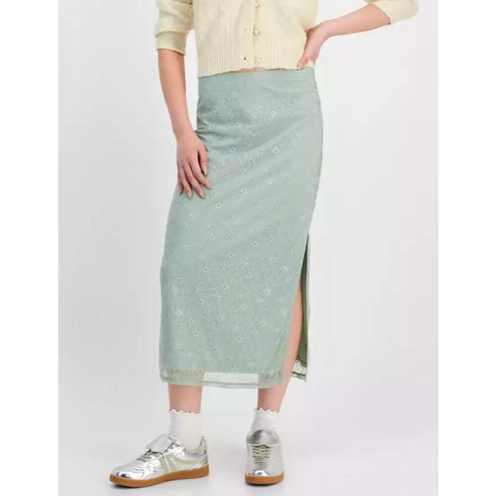 Self Esteem  Juniors' Allover Lace Pull-On Midi Skirt L
